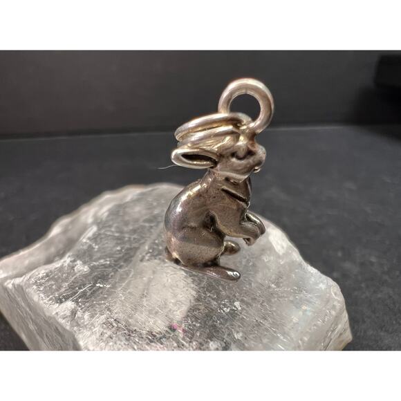 Vintage Sterling Silver MCM Rabbit Charm Bunny Pendant Jewelry Fine Silver - Picture 13 of 16
